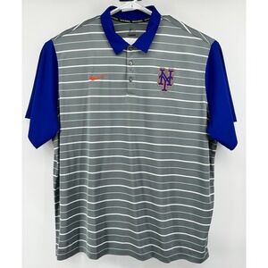 Nike New York Mets MLB Short Sleeve Grey Striped Polo Shirt Men's Size‎ 3XL